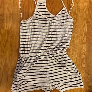 Black and white striped romper